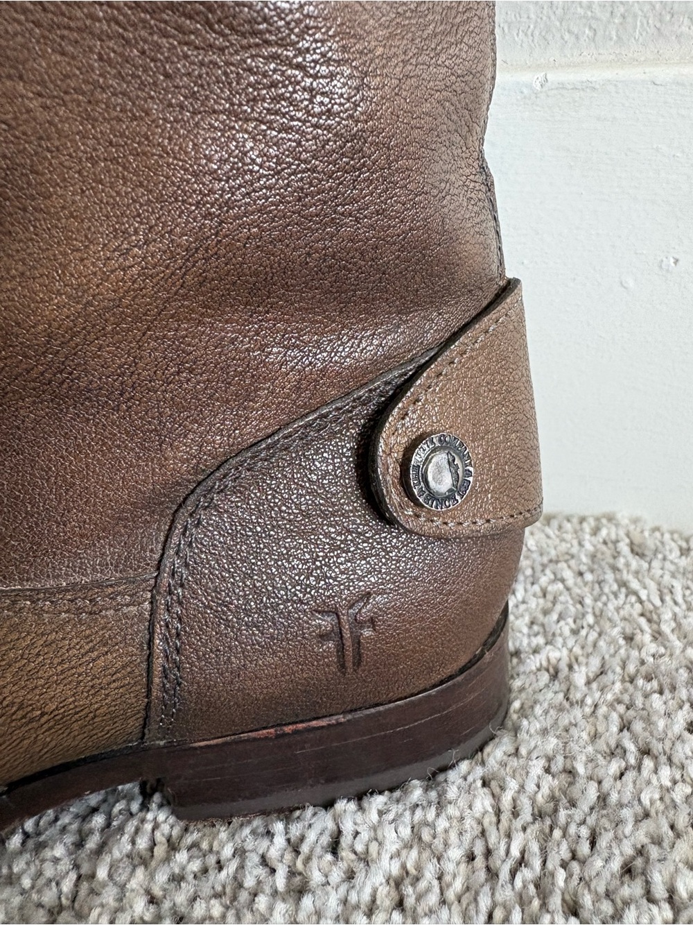 Frye Melissa  zip up Tall Brown Leather Boots size 8 - Picture 10 of 13